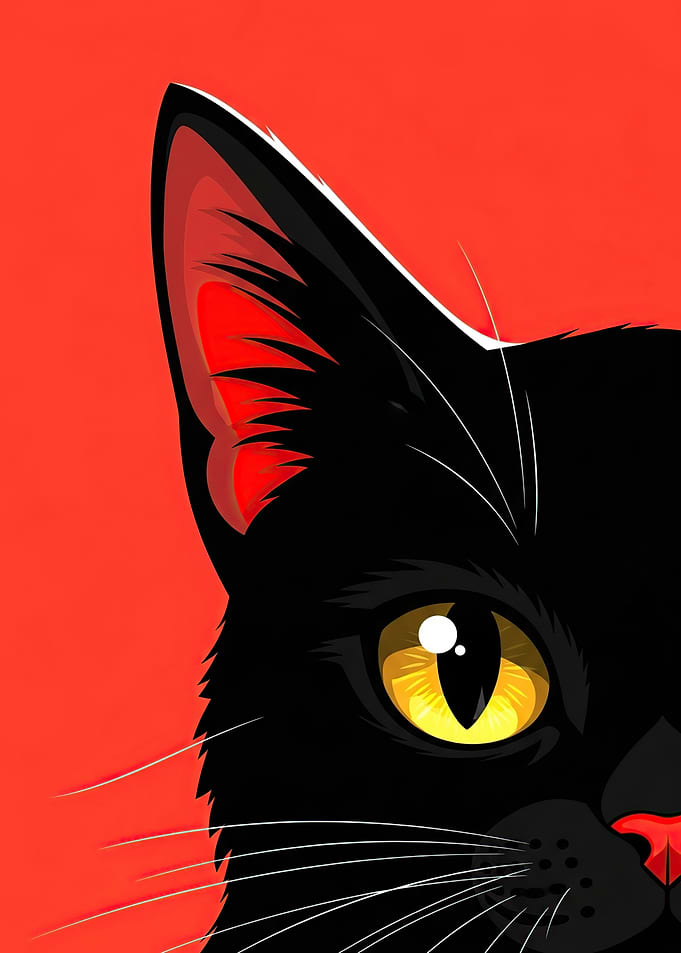 Close-up of a Black Cat's Face