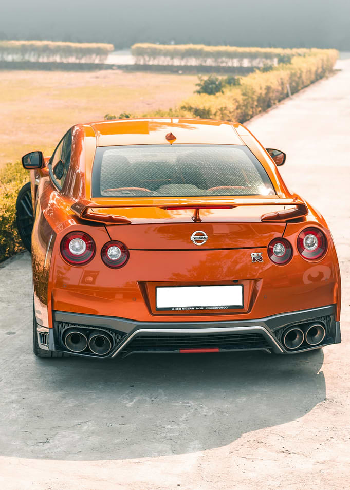 Orange Nissan GT-R Rear View