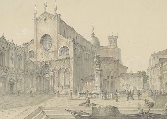 Venetian Square with Church and Canal