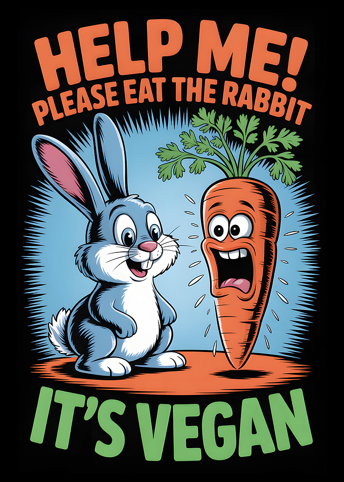 Funny Vegan Rabbit and Carrot