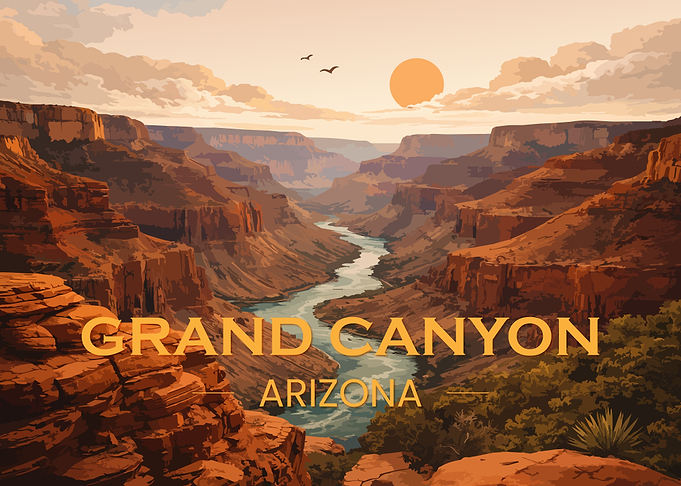 Grand Canyon Arizona Vintage Illustration Art