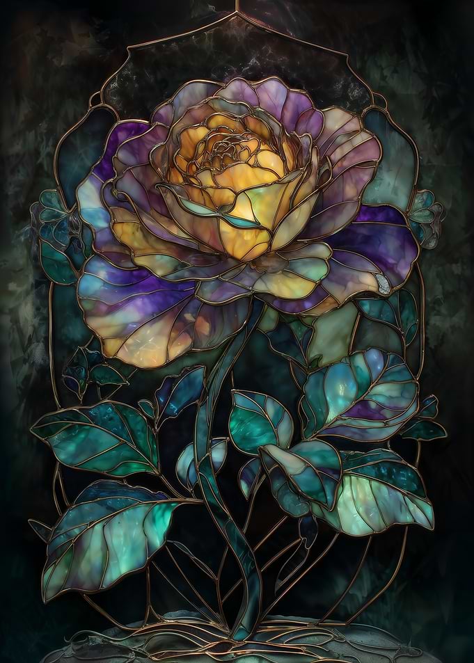Mystical Stained Glass Rose Art