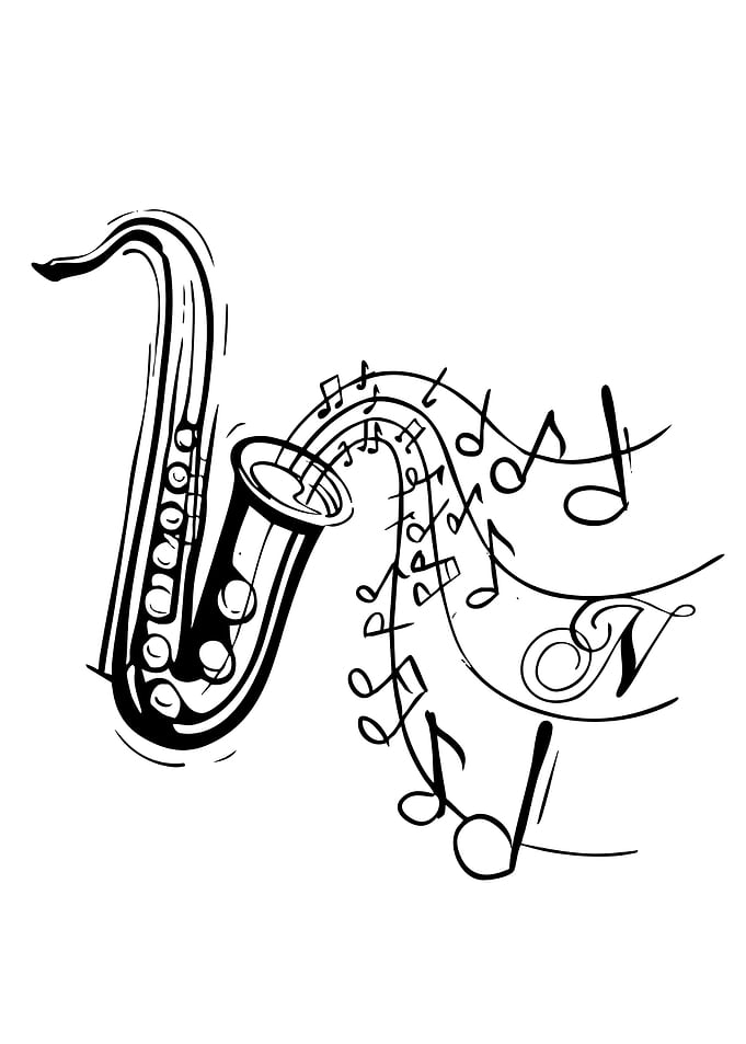 Saxophone with Musical Notes