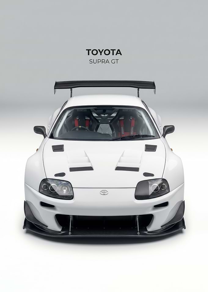 White Toyota Supra GT Race Car poster