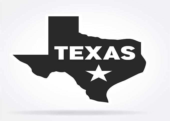 Texas State Map with Star