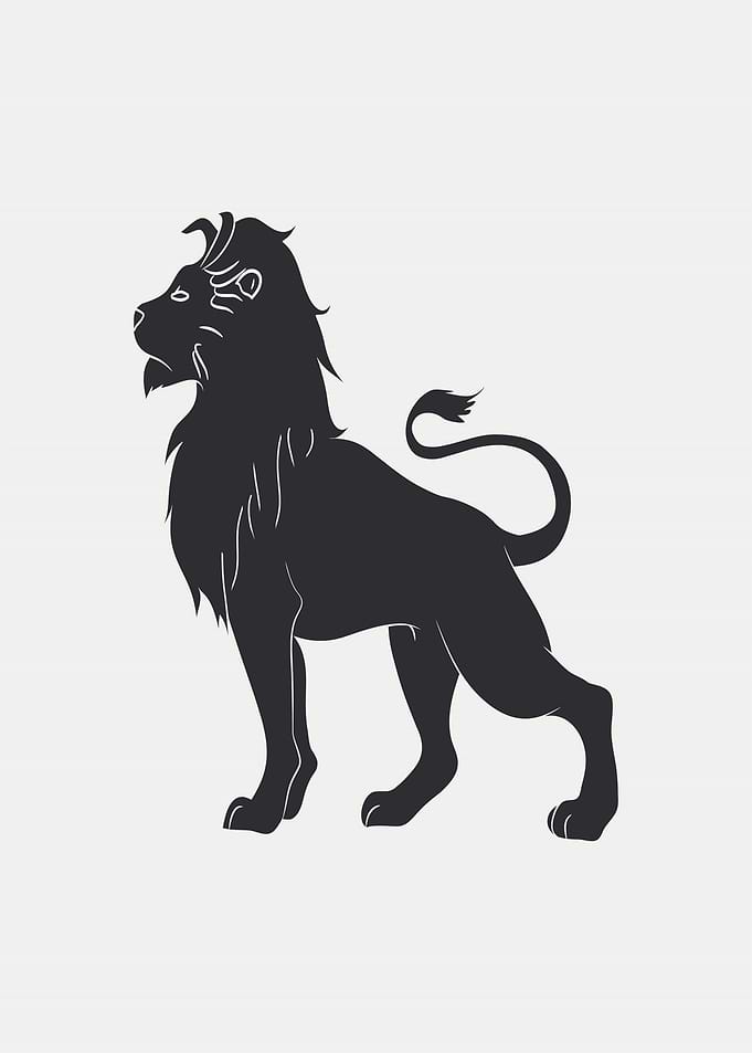 Silhouette of a majestic lion