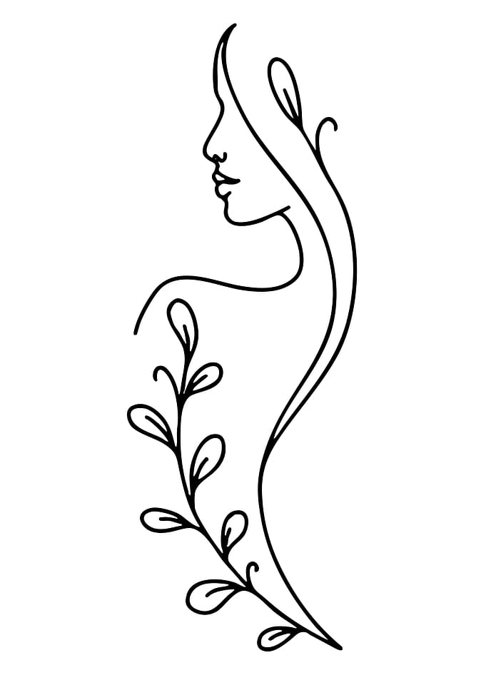 Minimalist Line Art of Woman and Flowers