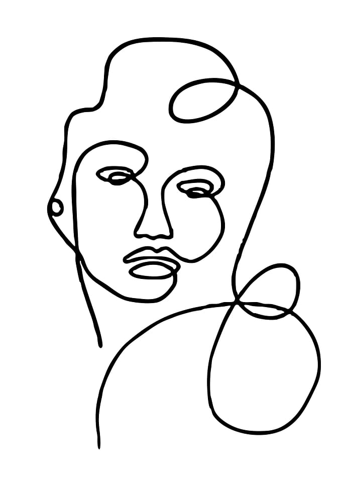 Abstract Face Line Art