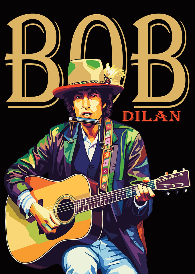 Bob Dylan Playing Guitar and Harmonica