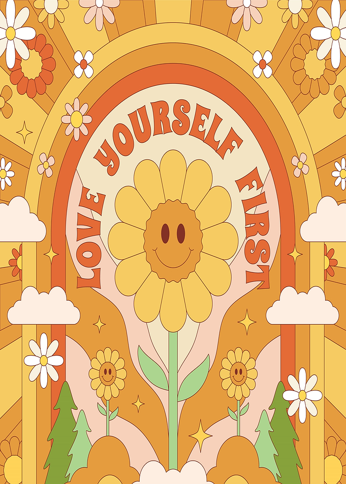 Retro Flower Power Inspirational Art