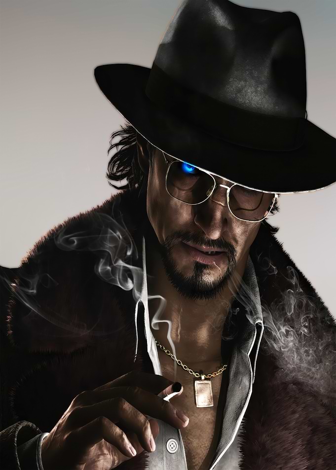 Man in Fedora and Fur Coat Smoking