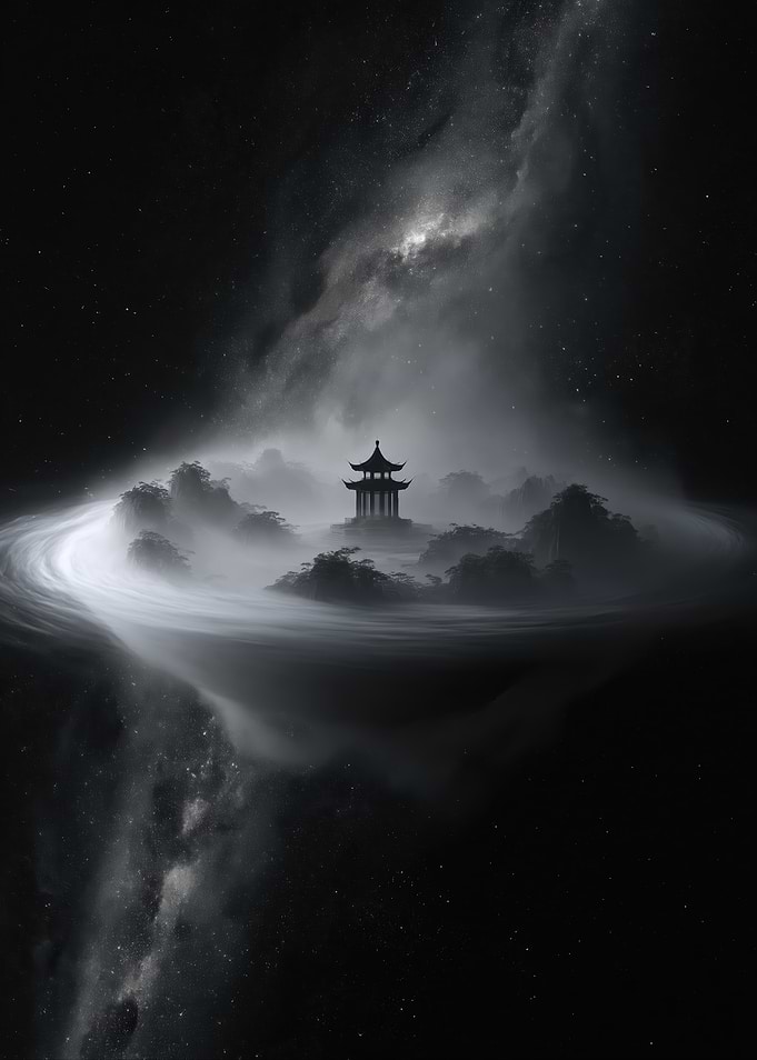 Mystical Pagoda in Cosmic Nebula