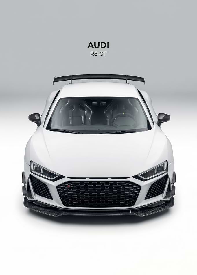 white Audi R8 GT Front View poster