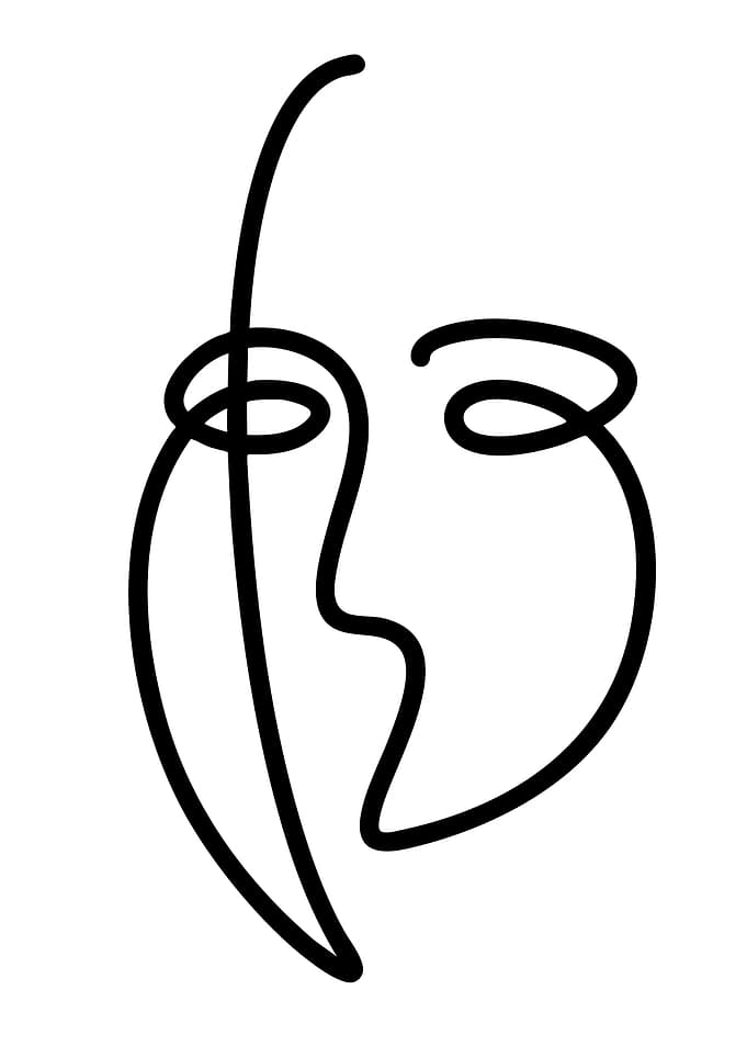 Abstract Face Line Art