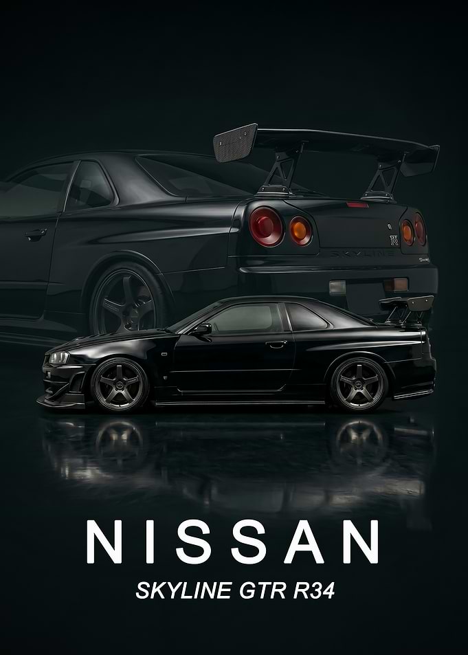 Nissan Skyline GT-R R34 art Poster