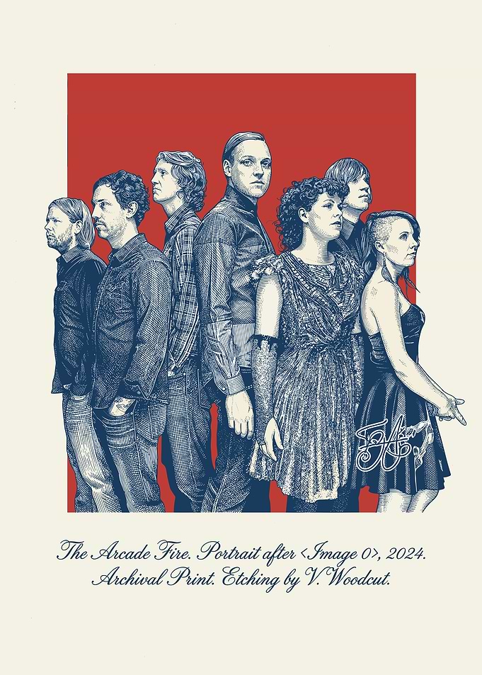 Arcade Fire Band Portrait Etching