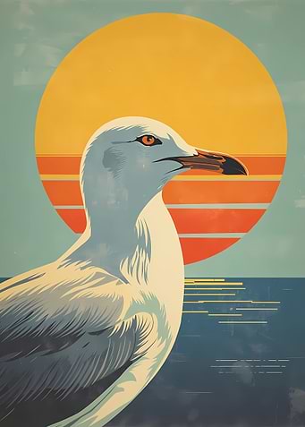 Seagull against a sunset
