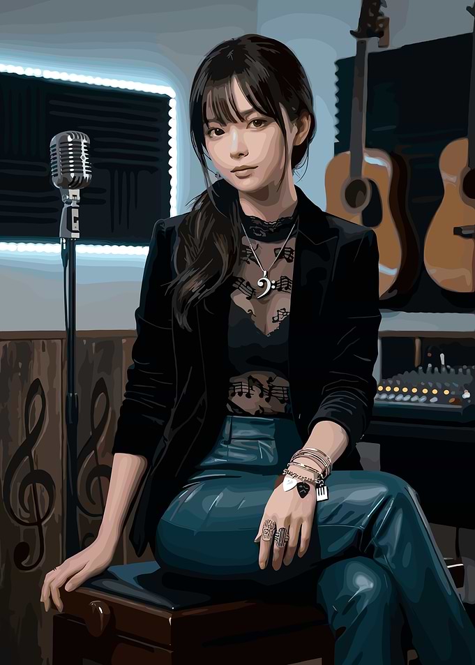 Woman in Music Studio