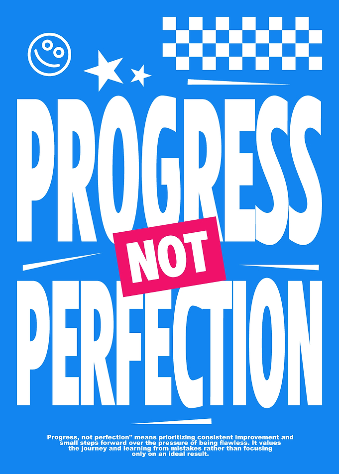 Progress Not Perfection Motivational Poster