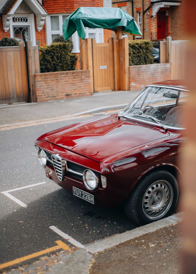 Classic Red Alfa Romeo on Street