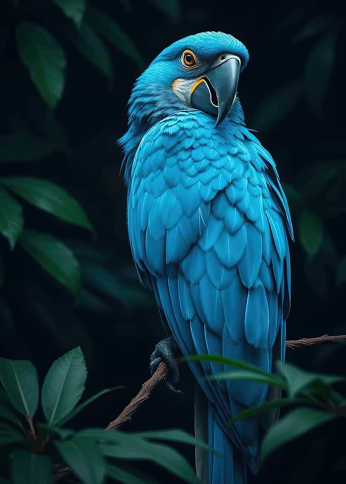 Vibrant Blue Macaw Perched on a Branch