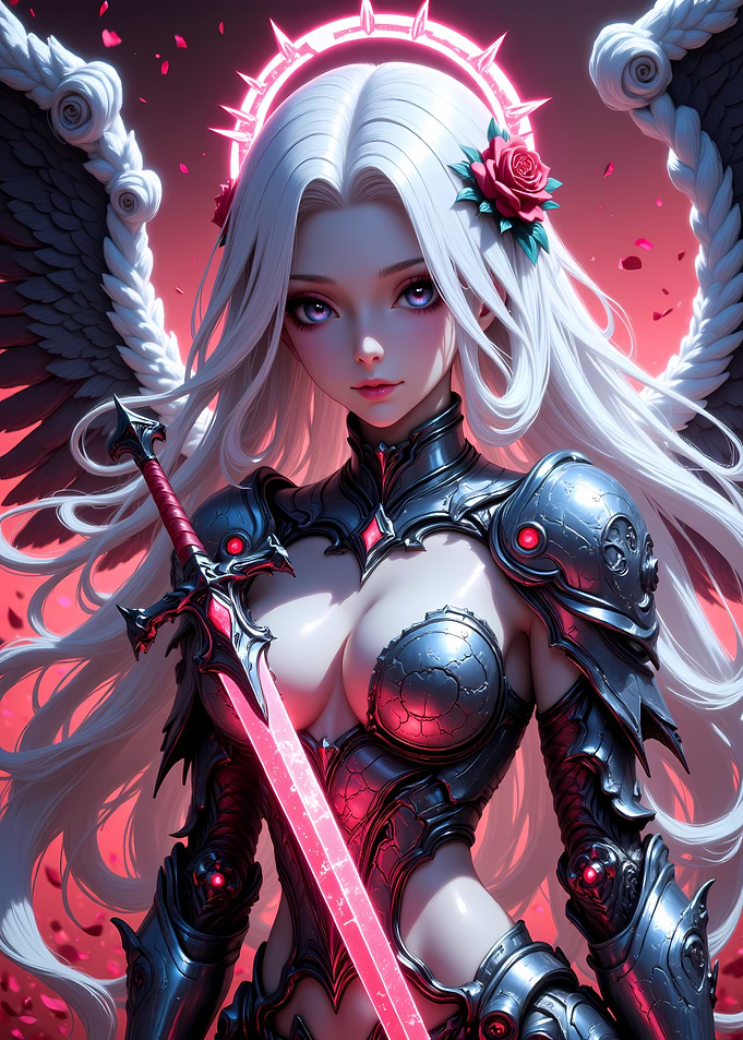 Anime Angel Warrior with Glowing Sword