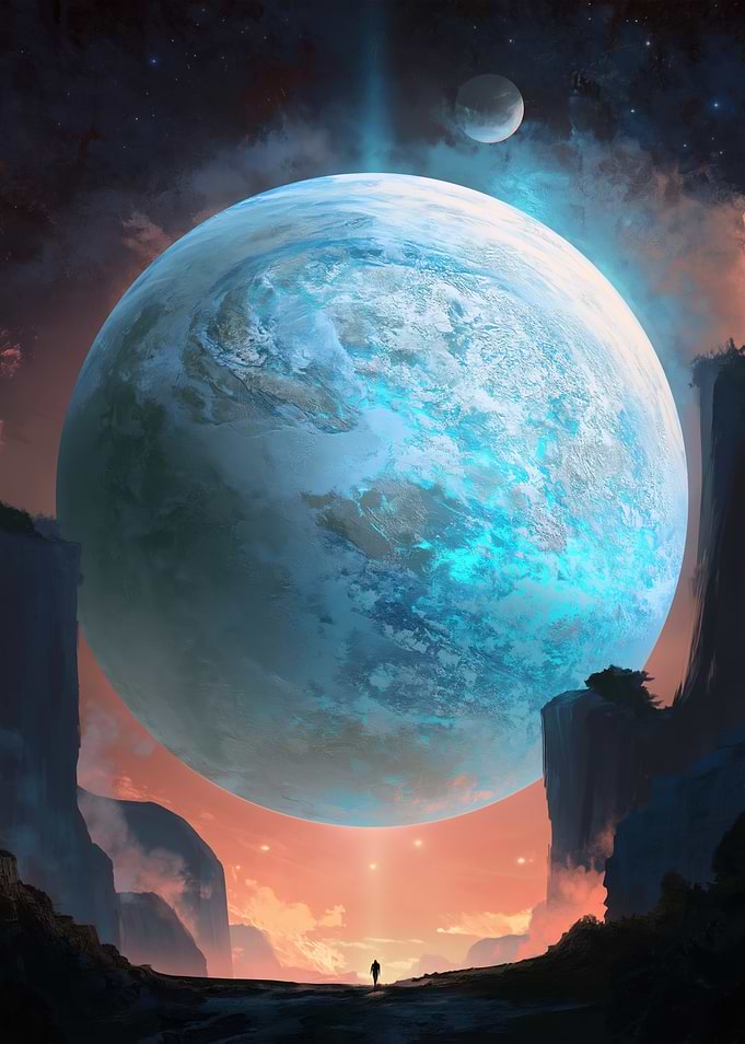 Alien Planet Landscape with Traveler