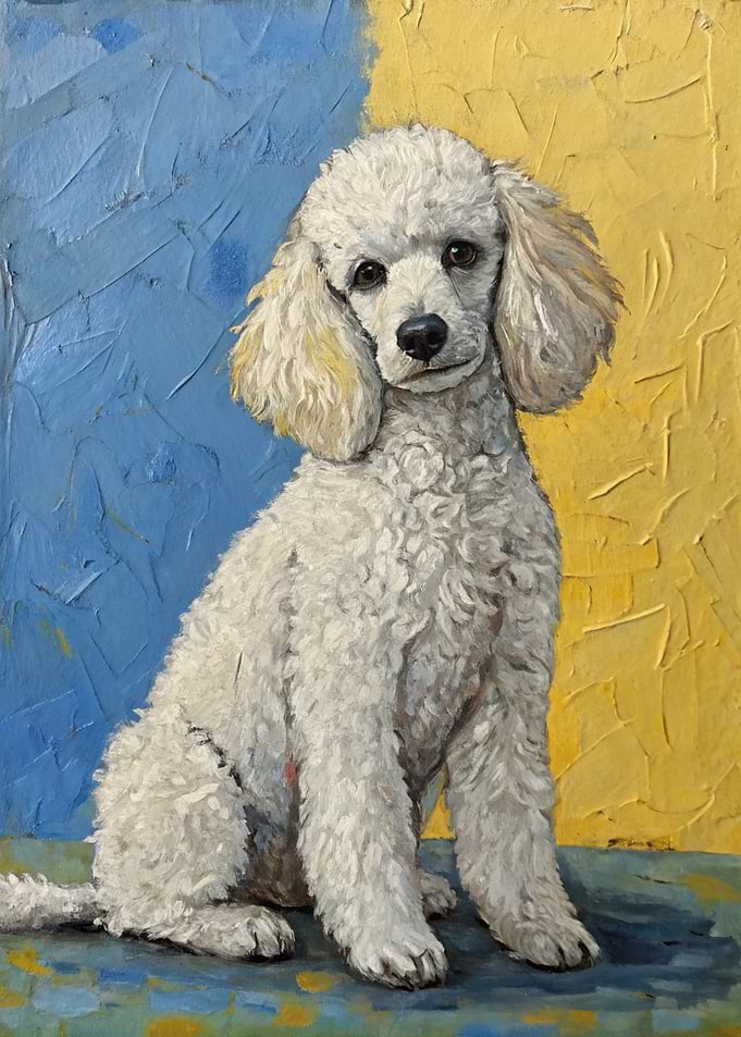 Painting of a White Poodle