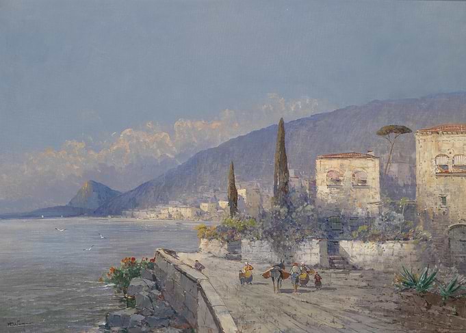 Coastal Italian Village Scene