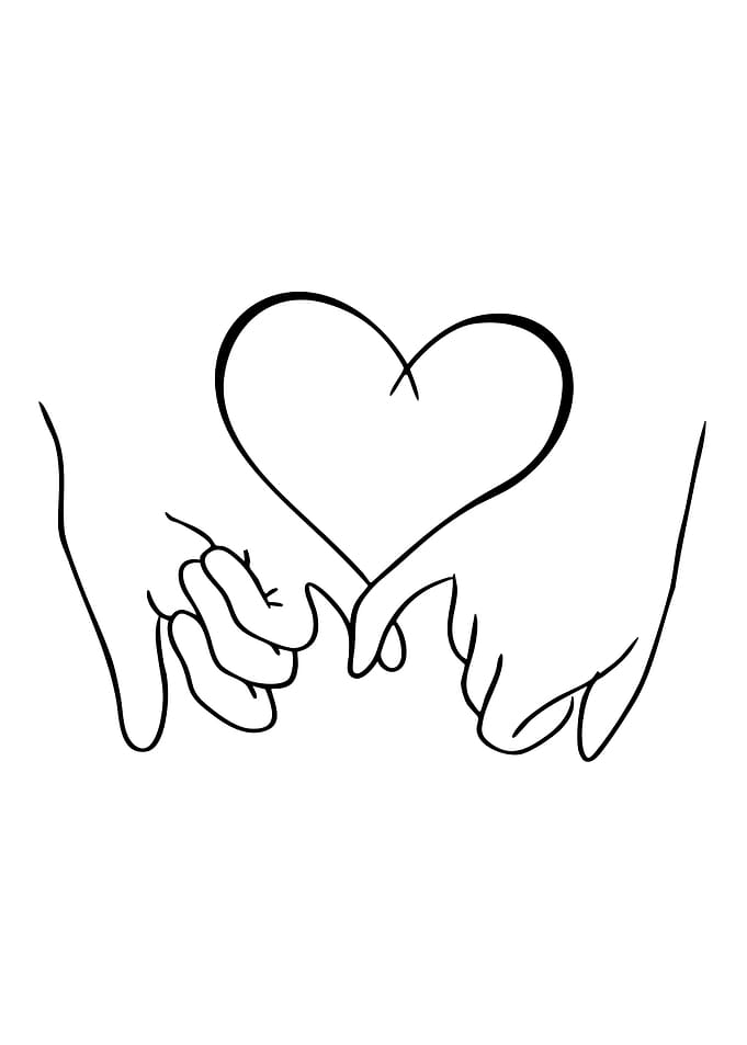Pinky Promise Heart Line Art