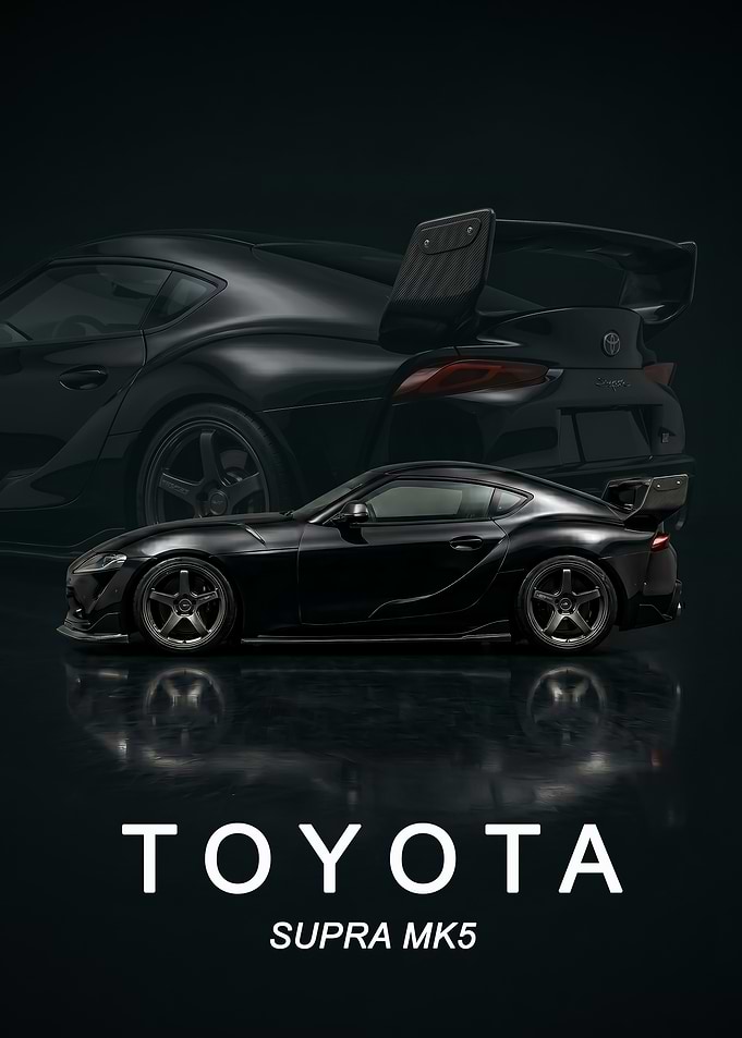 Black Toyota Supra MK5 art poster