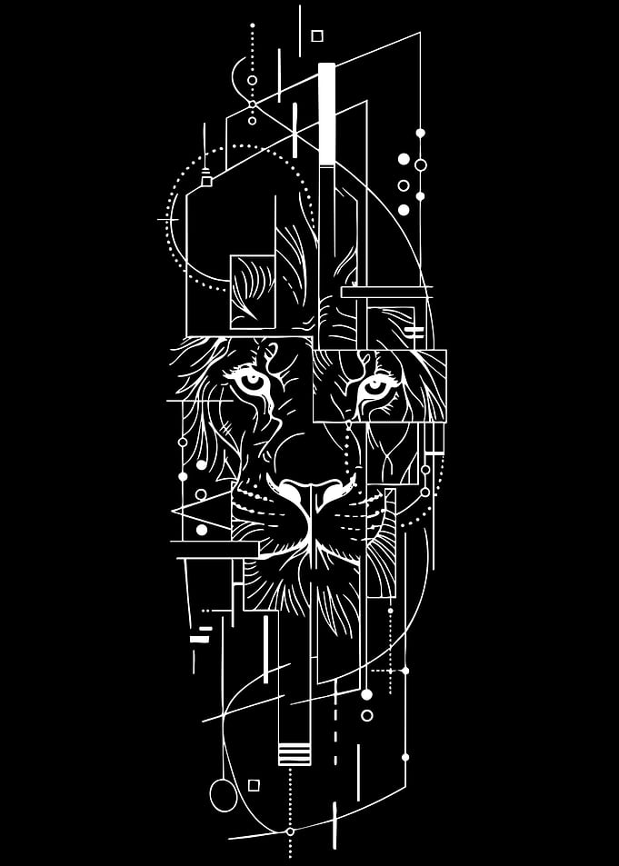 Geometric Lion Face Design