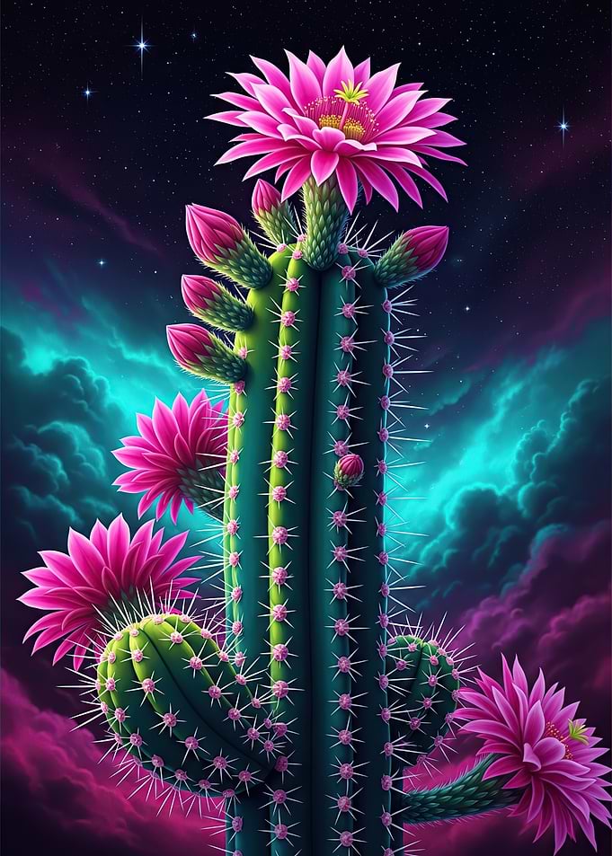 Cosmic Cactus Bloom