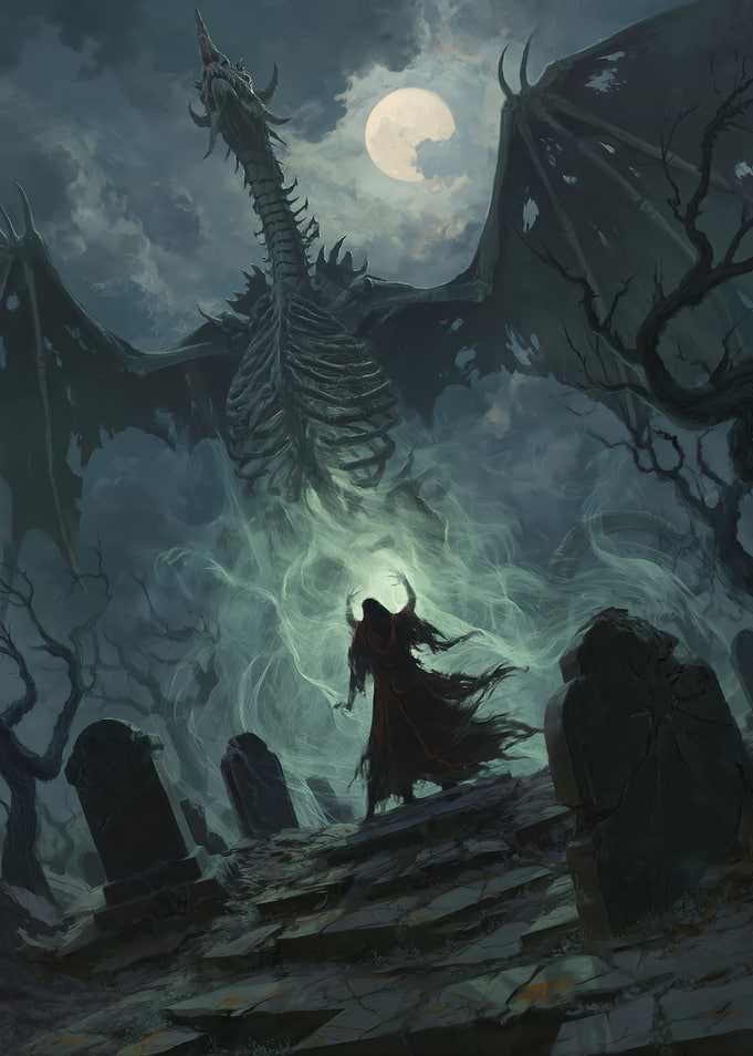 Necromancer Summons Skeletal Dragon