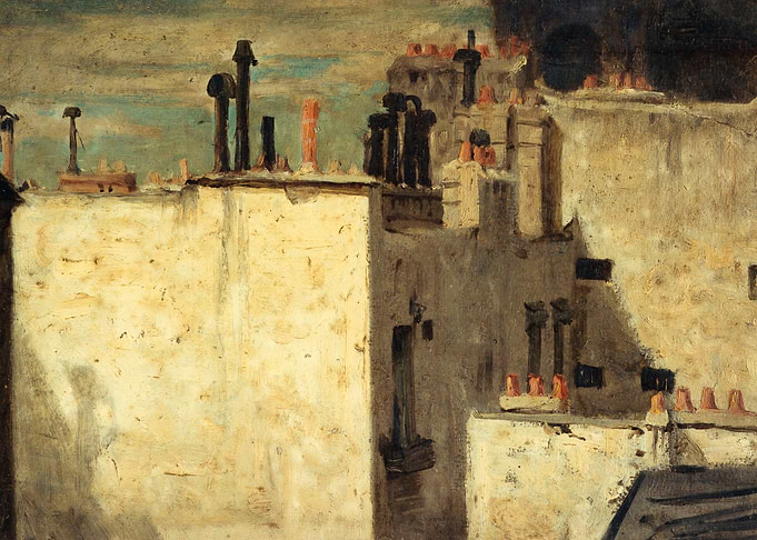 Parisian Rooftops with Chimneys
