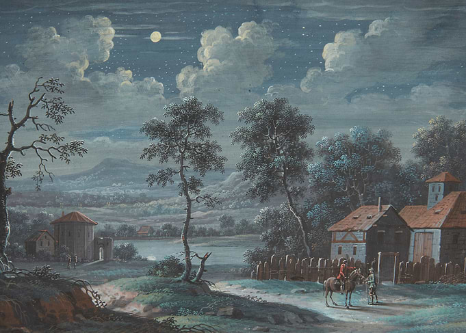 Moonlit Landscape with Figures and Buildings
