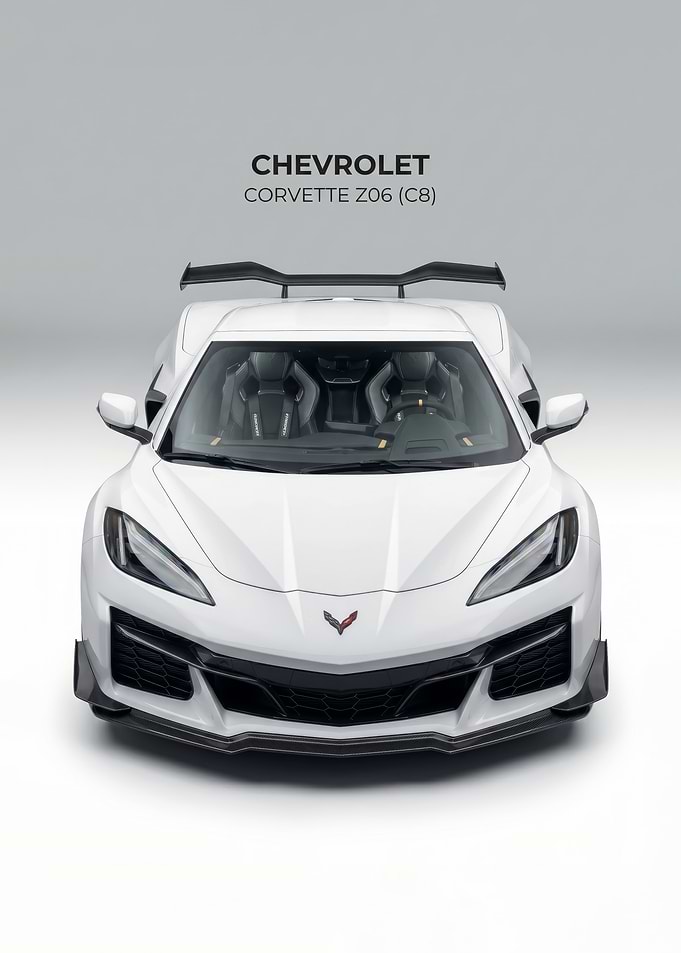 White Chevrolet Corvette Z06 C8 poster