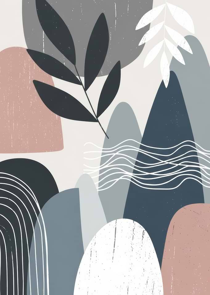 Abstract Landscape with Botanical Elements