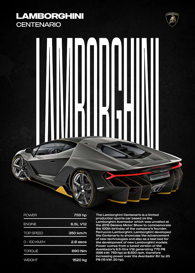 Lamborghini Centenario Poster