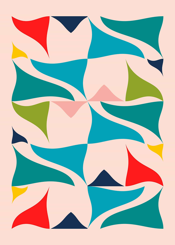 Abstract Geometric Shapes on Pink Background