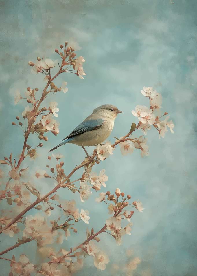 Bird on a blooming branch