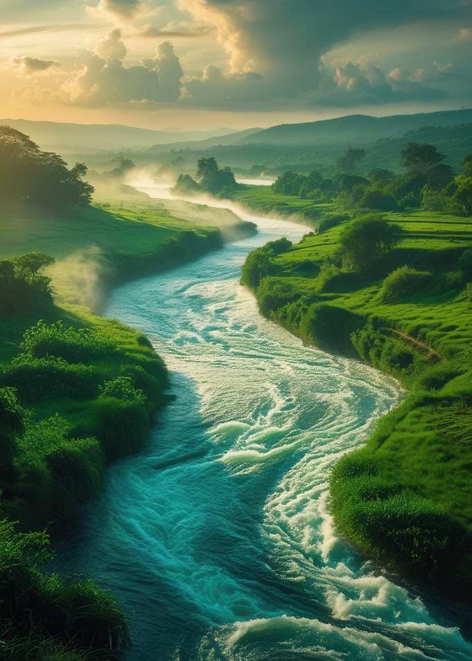 Misty River Valley Sunrise