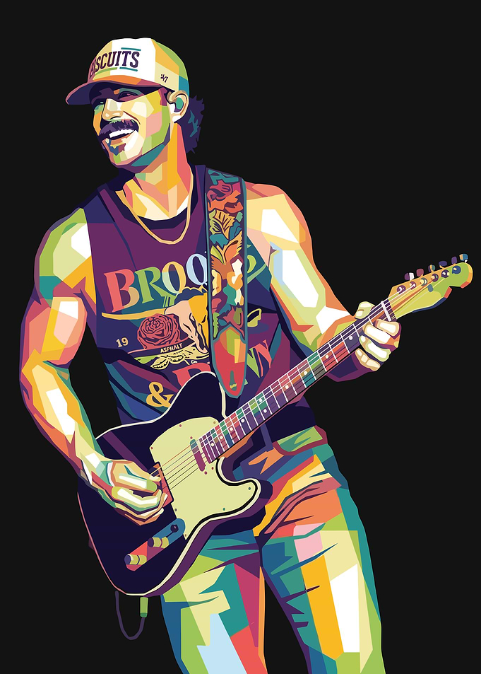 Morgan wallen Playing Guitar in Pop Art Style