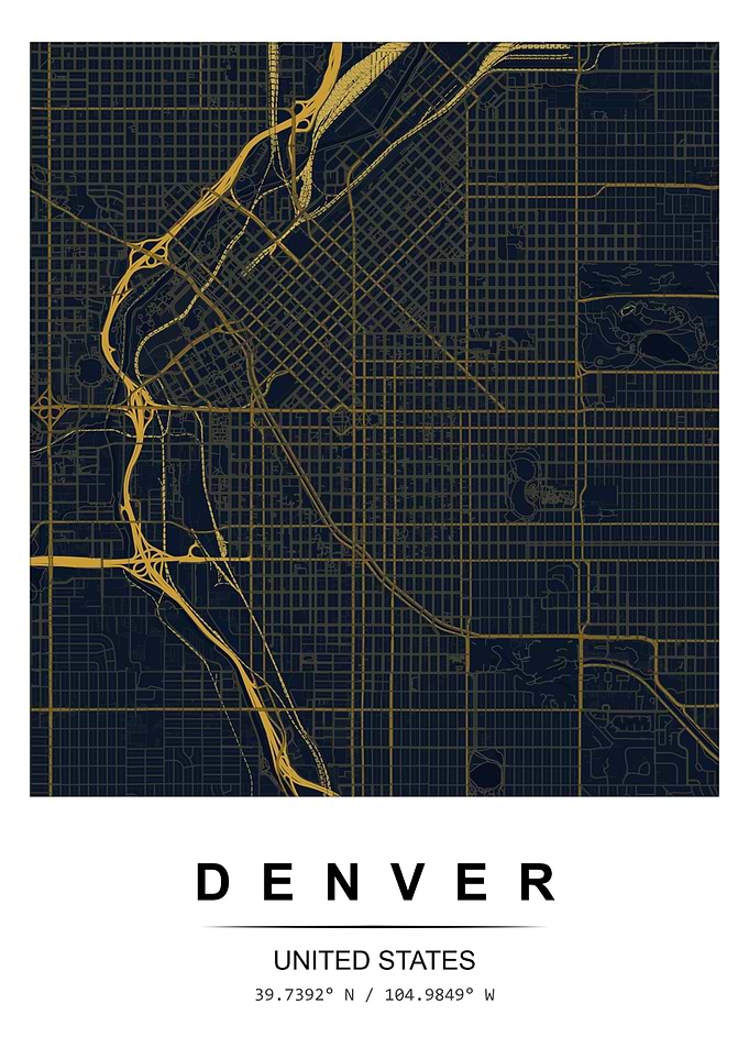 Denver City Map Poster