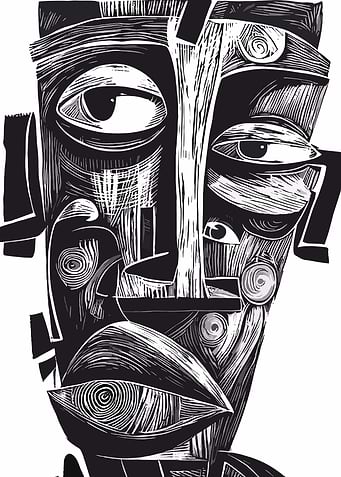 Abstract Black and White Face