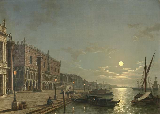 Moonlit Venice Canal Scene