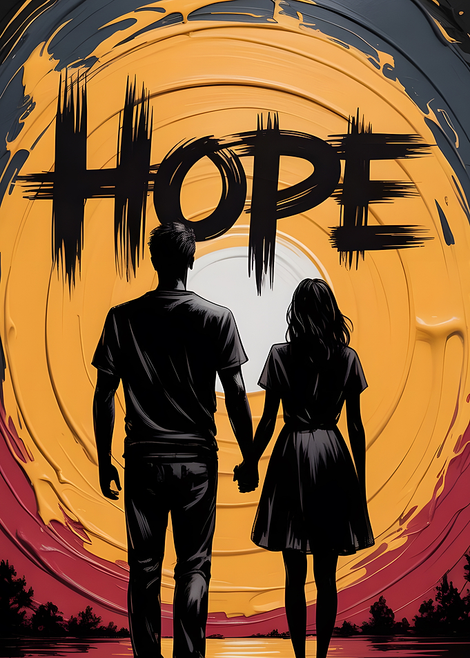 Couple Holding Hands with Hope Text
