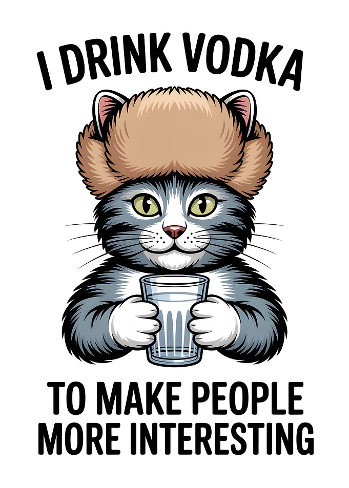 Cat drinking vodka funny quote
