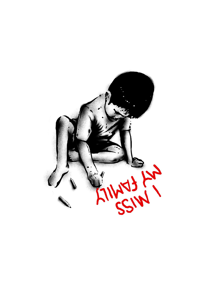 Child Drawing 'I Miss My Family'