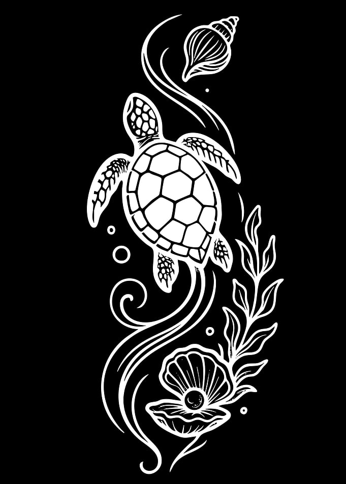 Turtle and Seashell Illustration